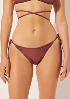 Brazyliany wiązane dół od kostiumu Metallic Skin