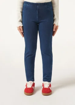 Dziewczęce Legginsy Termiczne z Denimu