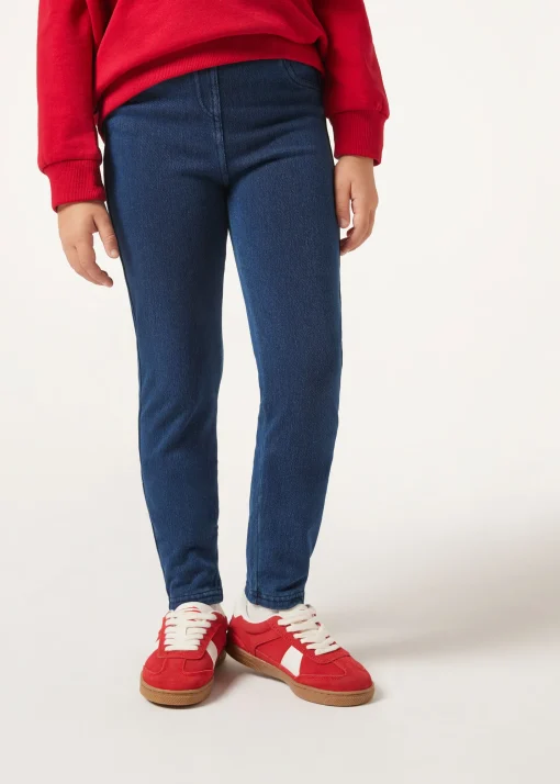 Dziewczęce Legginsy Termiczne z Denimu