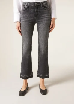 Jeansy dzwony cropped