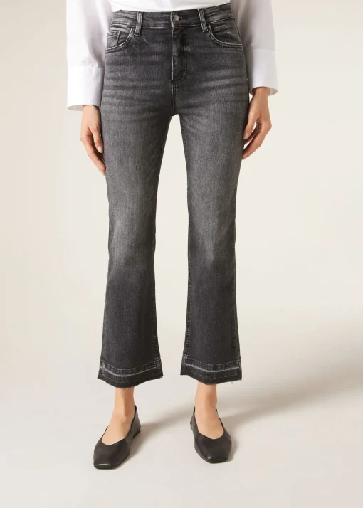 Jeansy dzwony cropped