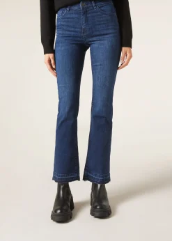 Jeansy dzwony cropped