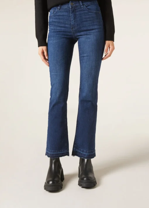 Jeansy dzwony cropped