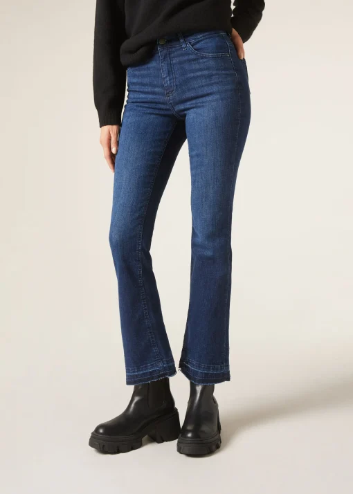 Jeansy dzwony cropped