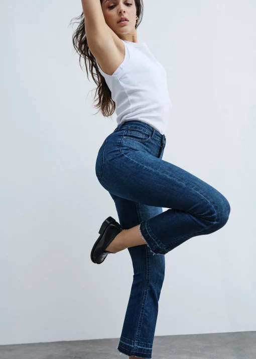 Jeansy dzwony cropped