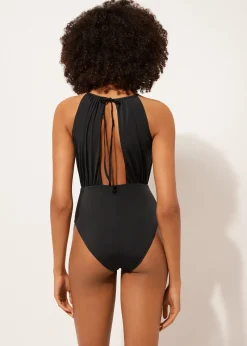 Kostium jednoczęściowy Black Halter Neck