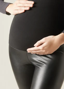 Legginsy ciążowe z imitacji skóry