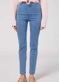 Legginsy jeansowe skinny z wysokim stanem