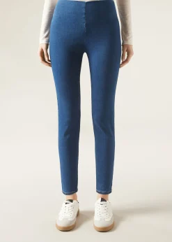 Legginsy jeansowe skinny z wysokim stanem