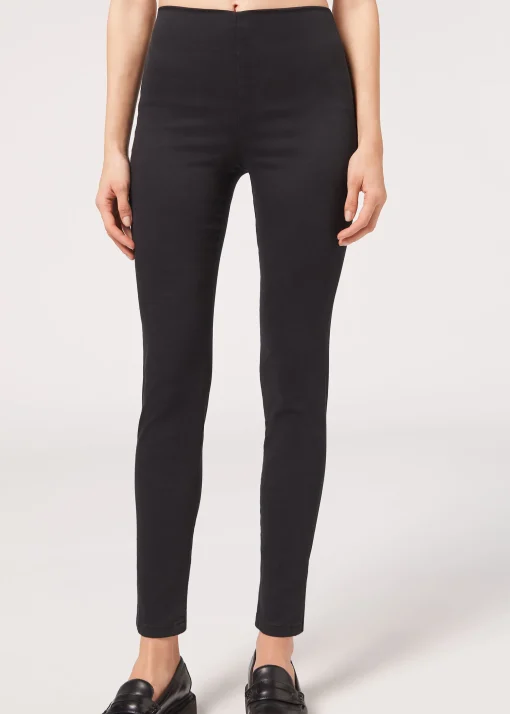 Legginsy jeansowe skinny z wysokim stanem