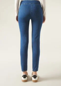 Legginsy jeansowe skinny z wysokim stanem