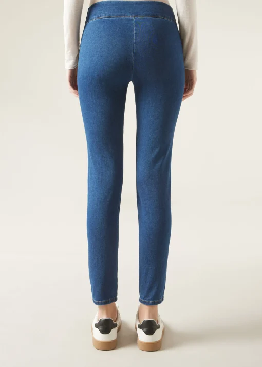 Legginsy jeansowe skinny z wysokim stanem