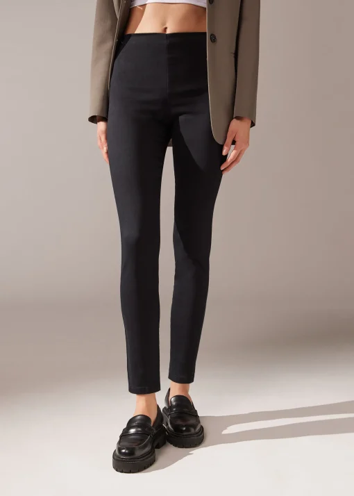 Legginsy jeansowe skinny z wysokim stanem