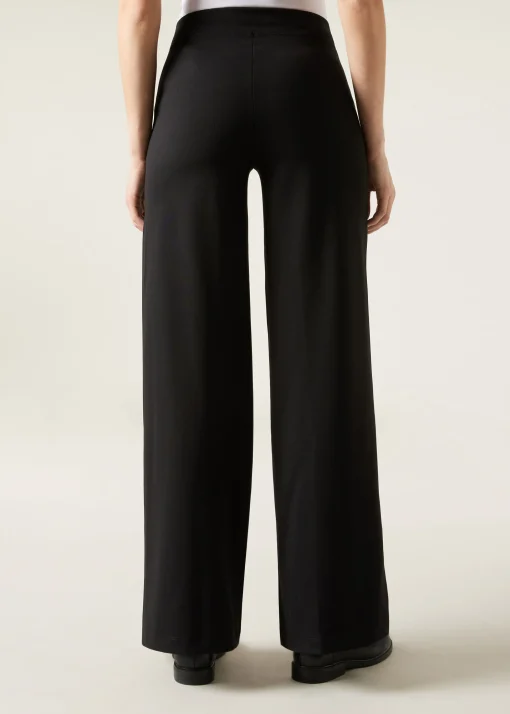 Legginsy palazzo z gładkiej dzianiny