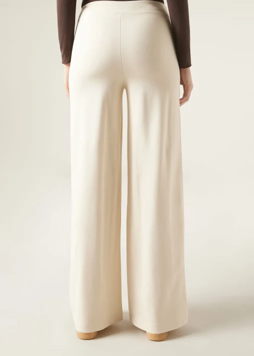 Legginsy palazzo z gładkiej dzianiny