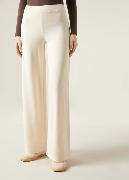 Legginsy palazzo z gładkiej dzianiny