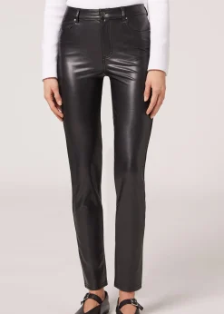 Legginsy Termiczne z Imitacji Skóry