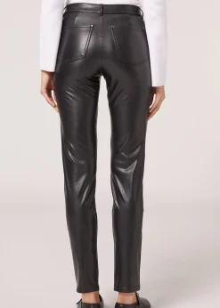 Legginsy Termiczne z Imitacji Skóry