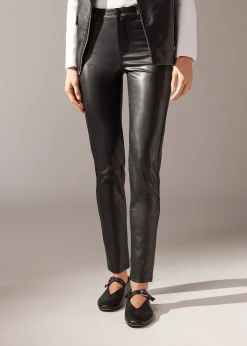 Legginsy Termiczne z Imitacji Skóry