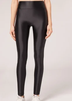 Legginsy z mocnym satynowym połyskiem