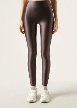 Legginsy z mocnym satynowym połyskiem