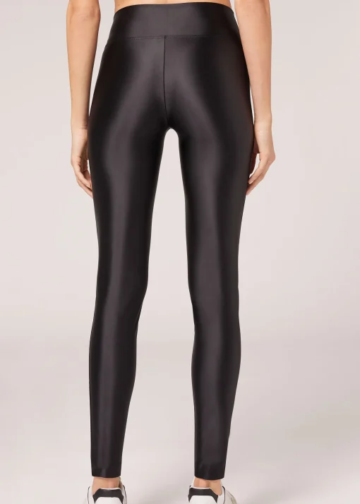 Legginsy z mocnym satynowym połyskiem