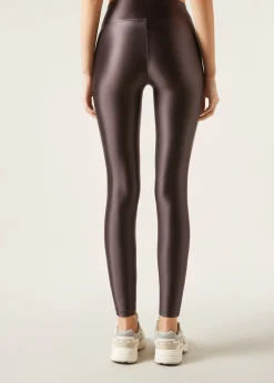 Legginsy z mocnym satynowym połyskiem