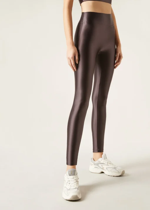 Legginsy z mocnym satynowym połyskiem