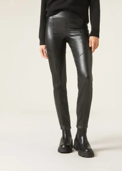 Ocieplane legginsy z imitacji skóry