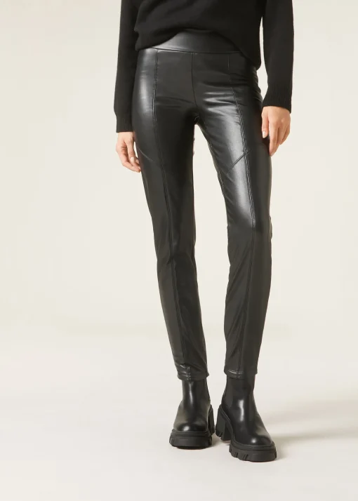 Ocieplane legginsy z imitacji skóry