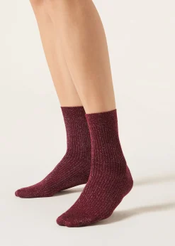 Skarpety prążkowane brokatowe
